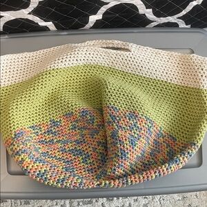 Chic Multicolor Knit Tote Bag